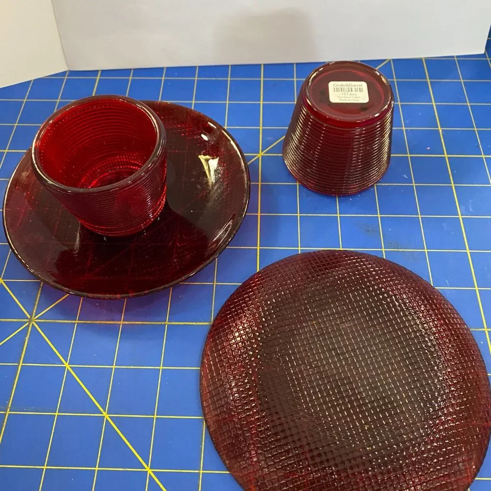 Crate & Barrel Voltive Holder & Saucer (2 sets)